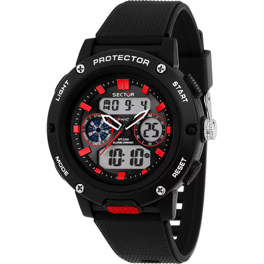 Orologio Sector Ex-44 Analogico Digitale 47 mm Policarbonato Nero