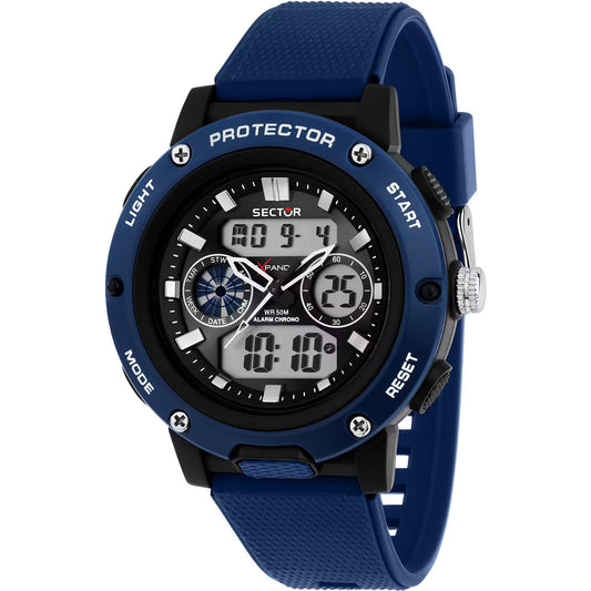 Orologio Sector Ex-44 Analogico Digitale 47 mm Policarbonato Nero Blu