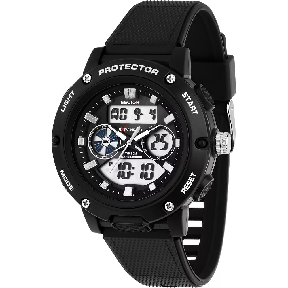 Orologio Sector Ex-45 Analogico Digitale 43 mm Policarbonato Nero