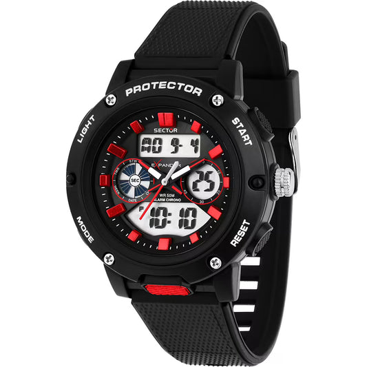 Orologio Sector Ex-45 Analogico Digitale 43 mm Policarbonato Gomma Nera