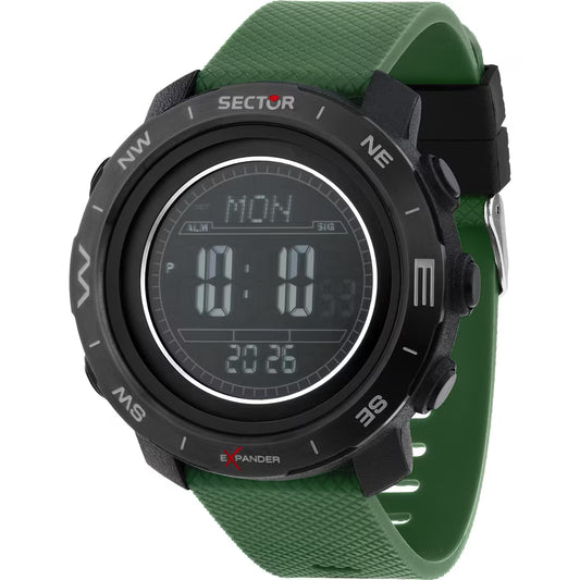 Orologio Sector Ex-52 Digitale 37 Mm Policarbonato Nero Silicone Verde