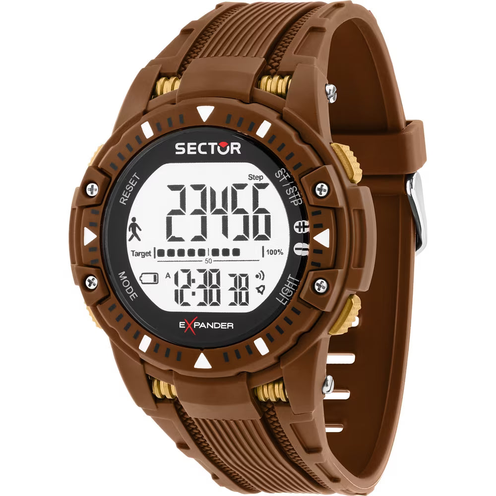 Orologio Sector Ex-54 Digitale 51 Mm Policarbonato e Silicone Marrone/Dorato