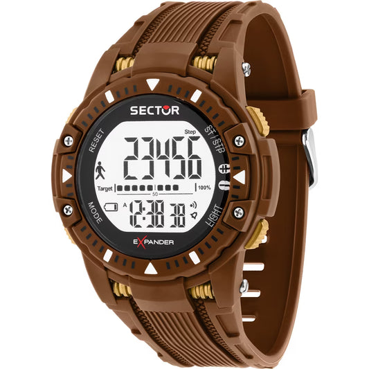 Orologio Sector Ex-54 Digitale 51 Mm Policarbonato e Silicone Marrone/Dorato
