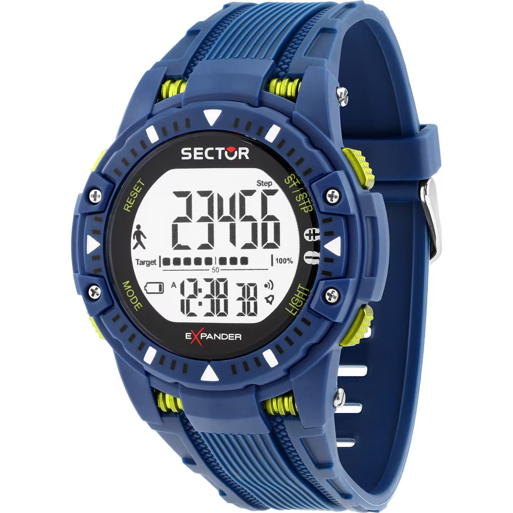 Orologio Sector Ex-54 Digitale 51 Mm Policarbonato e Silicone Blu/Verde Fluo