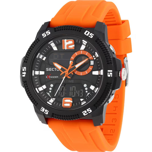 Orologio Sector Ex-56 Analogico Digitale 46 Mm Policarbonato Nero Silicone Arancione