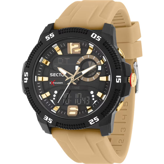 Orologio Sector Ex-56 Analogico Digitale 46 Mm Policarbonato Nero Silicone Beige