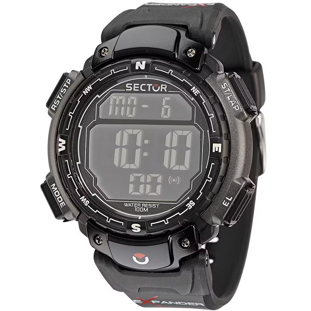 Orologio Sector Expander Street 51 mm Rotondo Digitale Gomma Nera