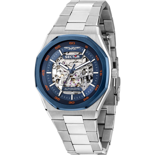 Orologio Sector Otto150 Automatico 42 Mm Acciaio Braccialato Quadrante Scheletrato Blu