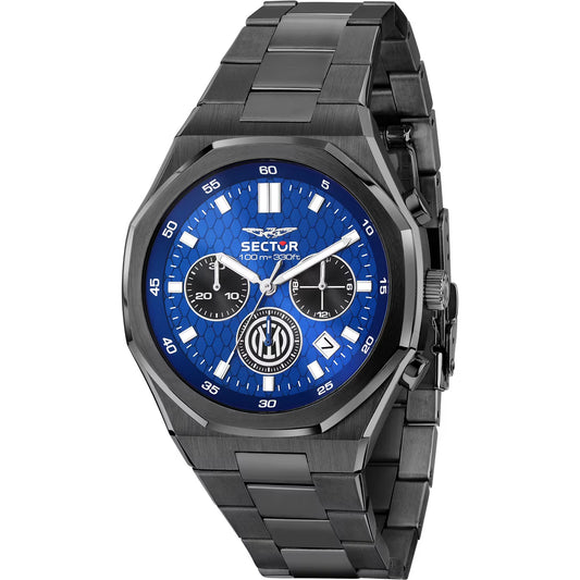 Orologio Sector Otto150 Inter Chrono 42 Mm Pvd Nero Braccialato Quadrante Blu