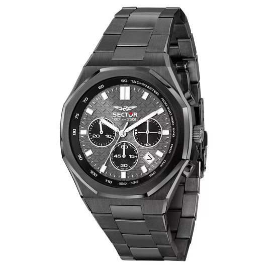 Orologio Sector Otto150 Chrono 42 Mm Pvd Nero Braccialato Quadrante Grigio