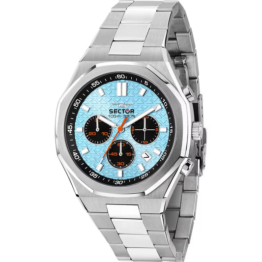 Orologio Sector Otto150 Chrono 42 Mm Acciaio Braccialato Quadrante Azzurro