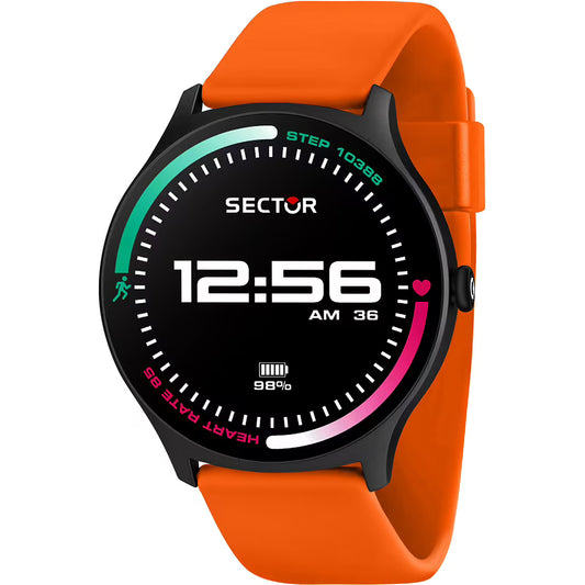 Smartwatch Sector S-06 Smart Digital Tondo Cassa Nera Cinturino Silicone Arancione