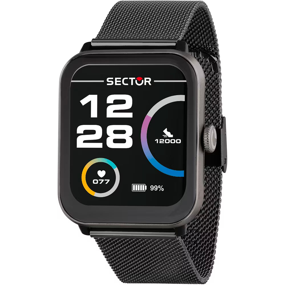 Orologio Smartwatch Sector S-08 Smart Digital Braccialato Maglia Milanese Pvd Nero