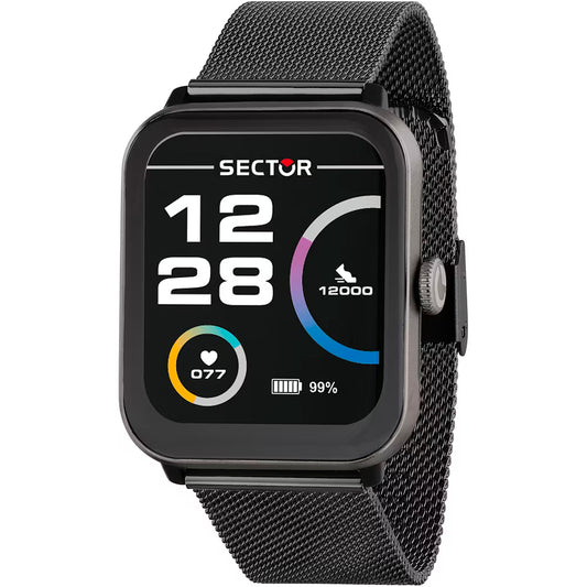 Orologio Smartwatch Sector S-08 Smart Digital Braccialato Maglia Milanese Pvd Nero