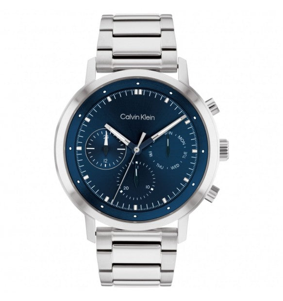Orologio Calvin Klein Ck Architectural Multifunzione 44 mm Acciaio Braccialato Blu