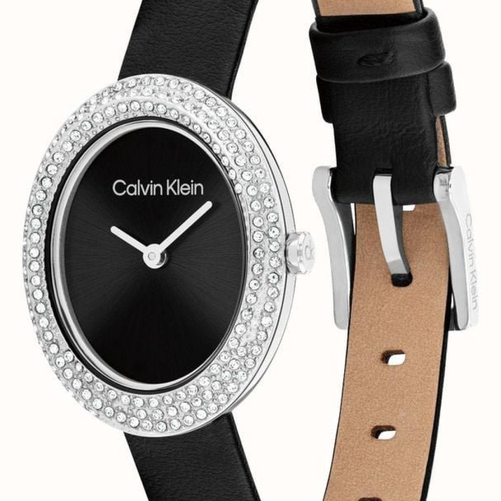 Orologio Calvin Klein Twisted Bazel Lady 24 Mm Cinturino Pelle Nera