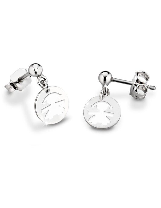 Orecchini Lebebé Prime Gioie a Lobo Sferetta Pendente Bimba Oro Bianco 9 Kt