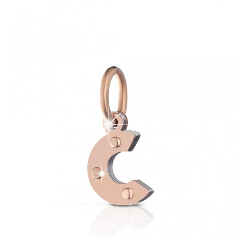 Ciondoli Lebebé Lockyourlove Lettera C Oro Rosa 9 Kt e Argento Cordino Bianco