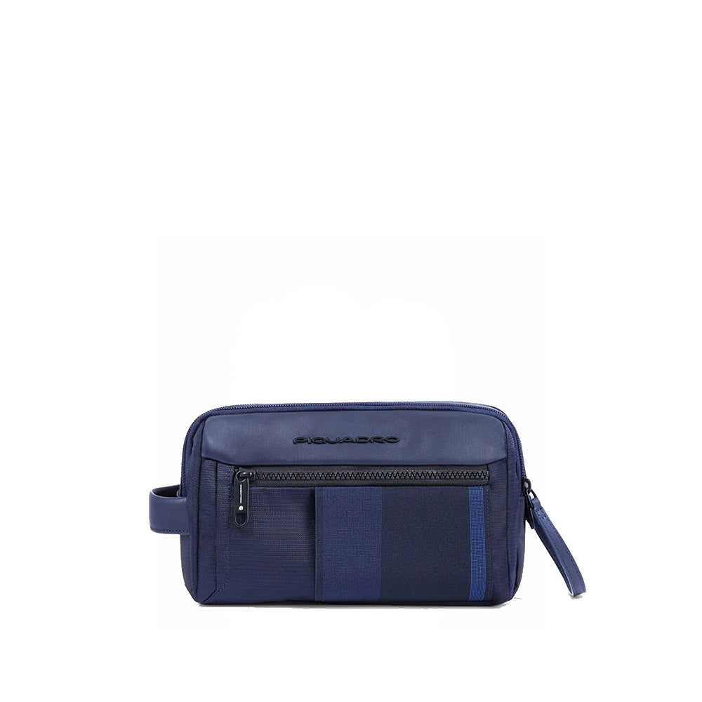 Beauty Piquadro Case In Tessuto Ed Inserti Pelle Blu