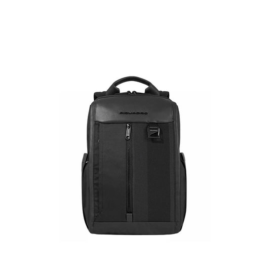 Zaini Piquadro Zaino Porta Pc Ipad In Tessuto Ed Inserti Pelle Nera