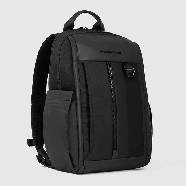 Zaini Piquadro Zaino Porta Pc Ipad In Tessuto Ed Inserti Pelle Nera