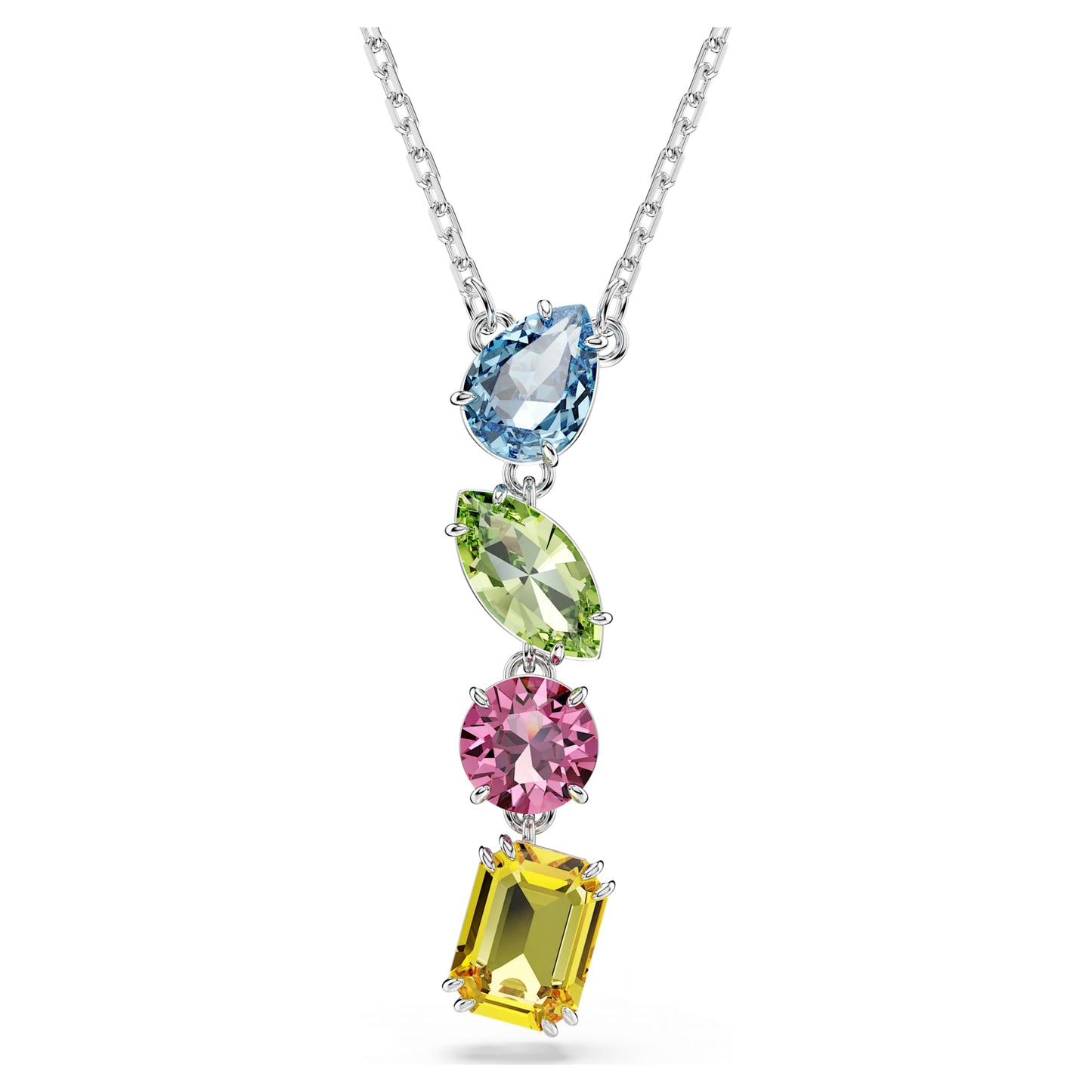 Collana Swarovski Pendente a Y Gema Taglio misto, Multicolore, Placcato rodio