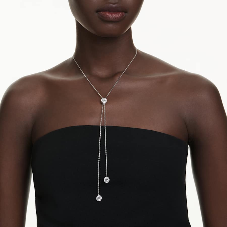 Collana Swarovski Una Angelic Pendente Y Double Side Taglio Round, Bianco, Placcato rodio