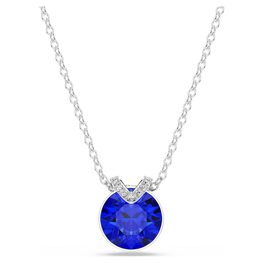 Collana Swarovski Pendente Bella V Taglio Round, Blu, Placcato rodio