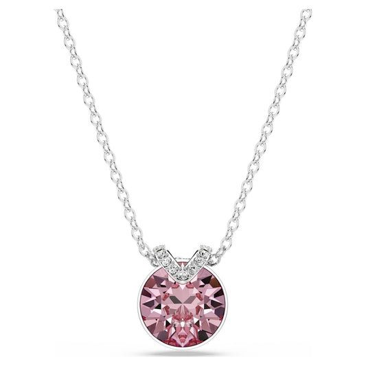 Collana Swarovski Pendente Bella V Taglio Round, Rosa, Placcato rodio