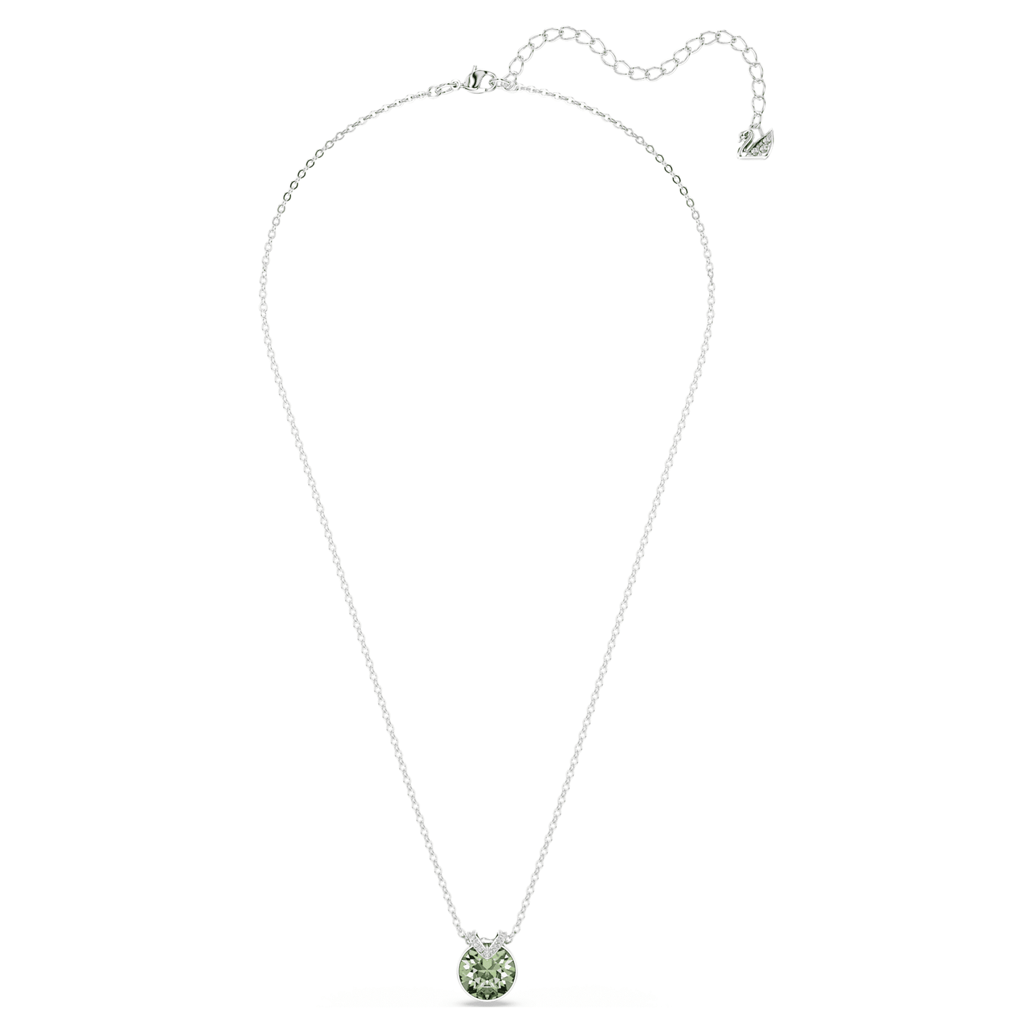 Collana Swarovski Pendente Bella V Taglio Round, Verde, Placcato rodio