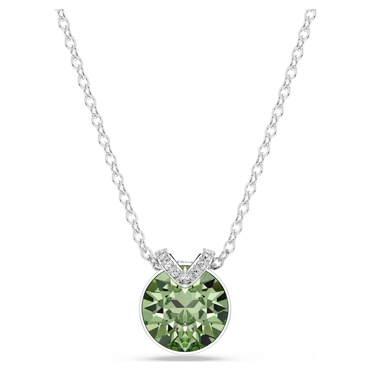 Collana Swarovski Pendente Bella V Taglio Round, Verde, Placcato rodio