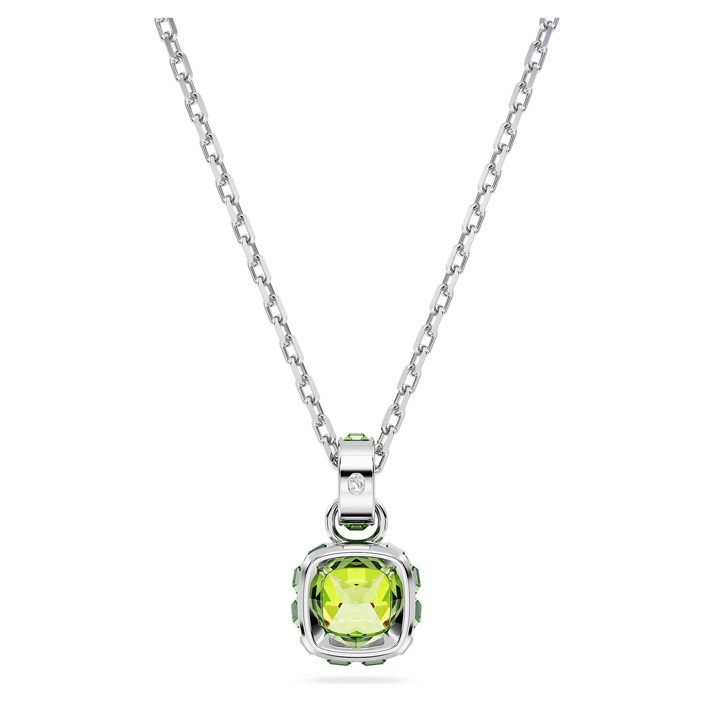 Collana Swarovski Birthstone Pendente Taglio squadrato, Agosto, Verde, Placcato rodio