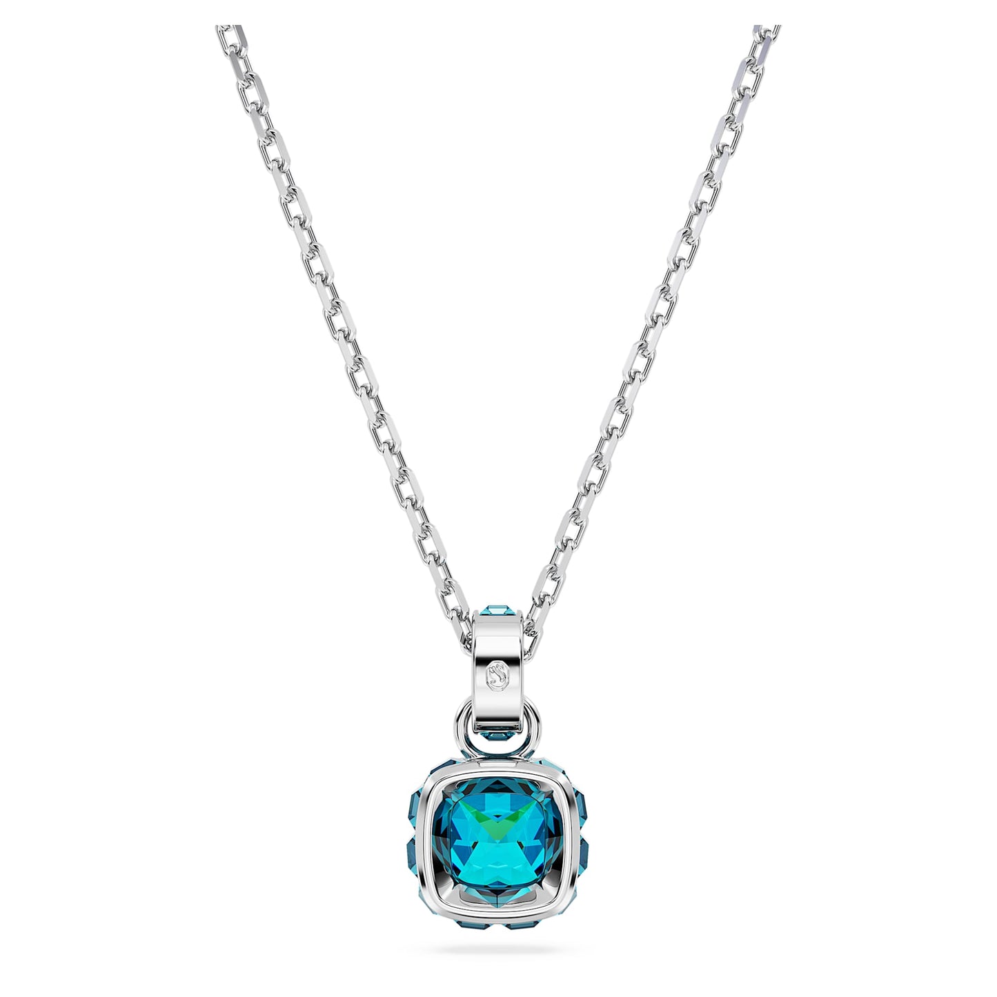Collana Swarovski Birthstone Pendente Taglio squadrato, Dicembre, Blu, Placcato rodio