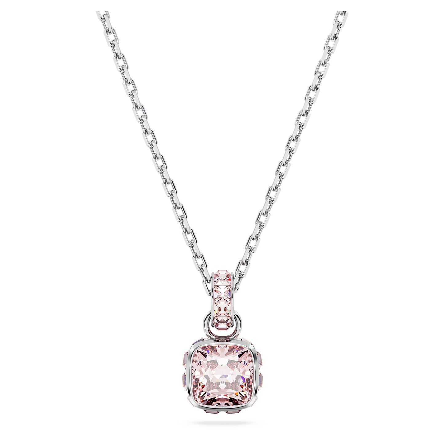 Collana Swarovski Birthstone Pendente Taglio squadrato, Giugno, Rosa, Placcato rodio