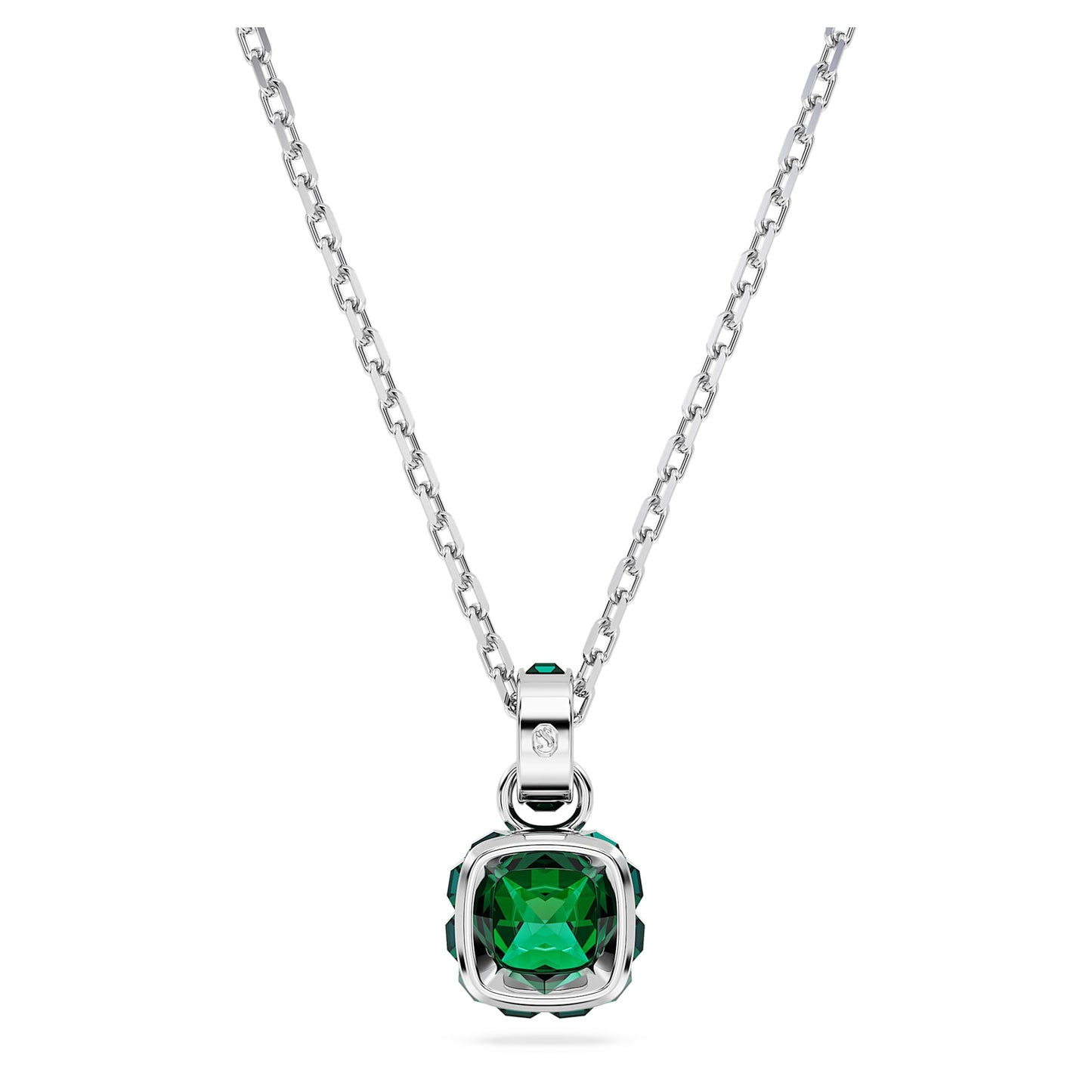 Collana Swarovski Birthstone Pendente Taglio squadrato, Maggio, Verde, Placcato rodio