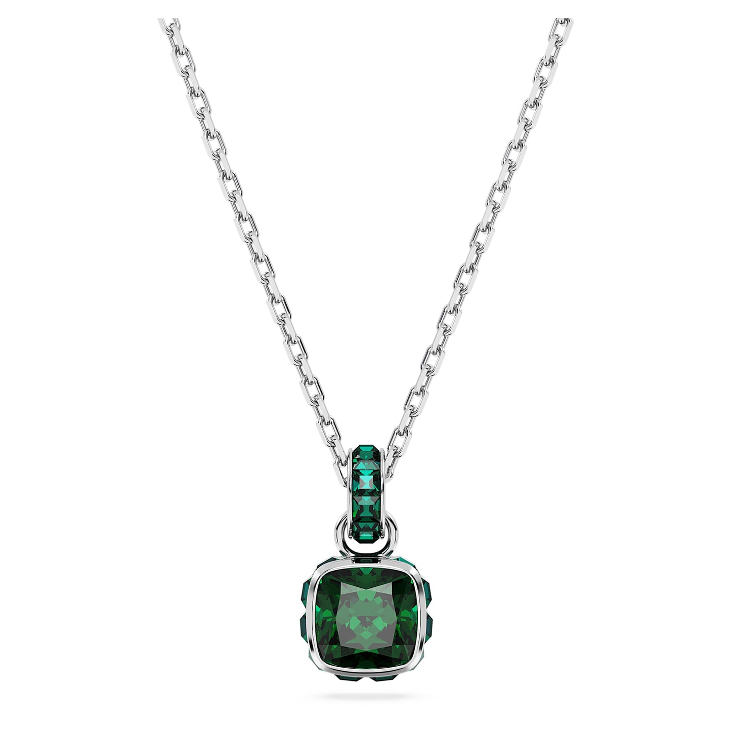 Collana Swarovski Birthstone Pendente Taglio squadrato, Maggio, Verde, Placcato rodio