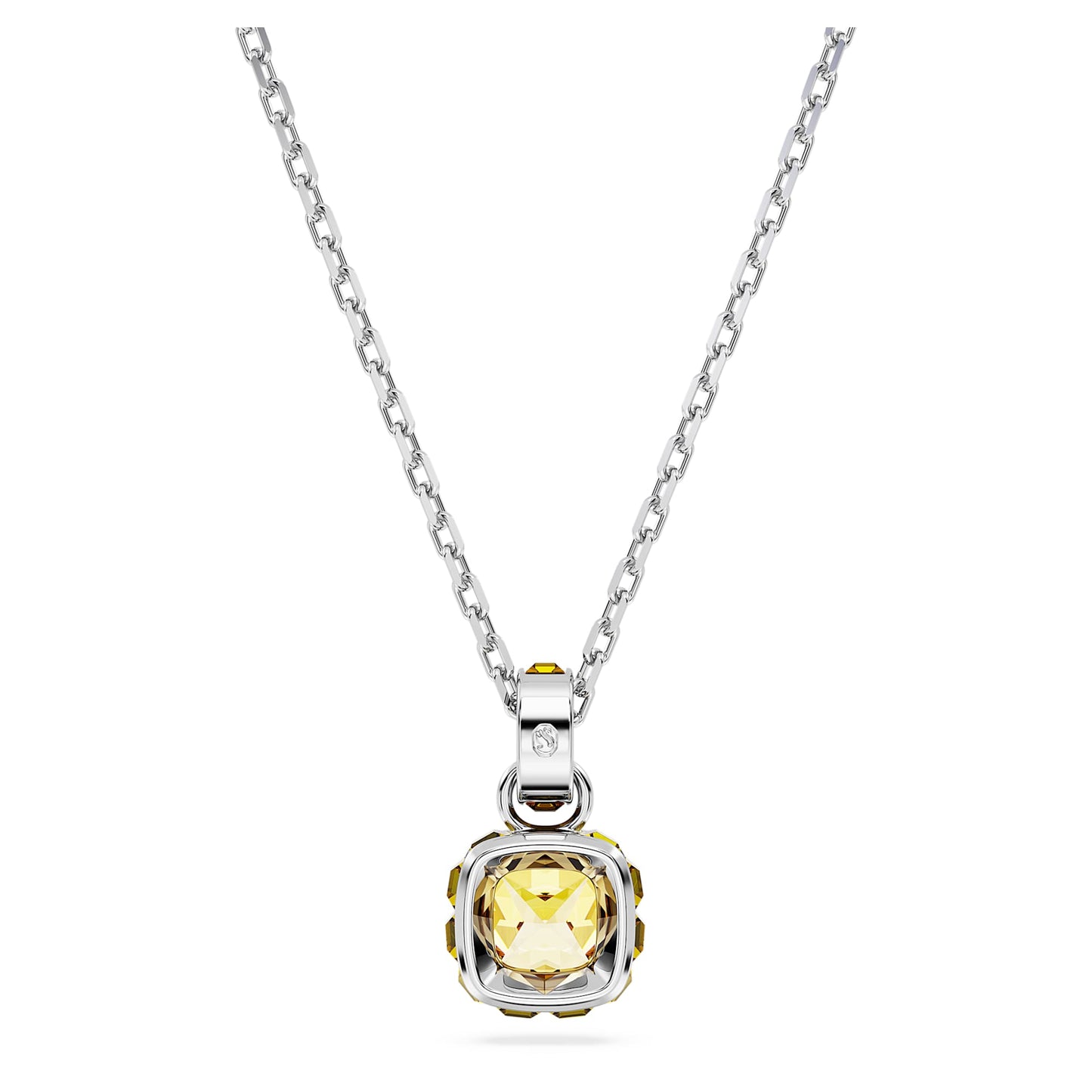 Collana Swarovski Birthstone Pendente Taglio squadrato, Novembre, Giallo, Placcato rodio