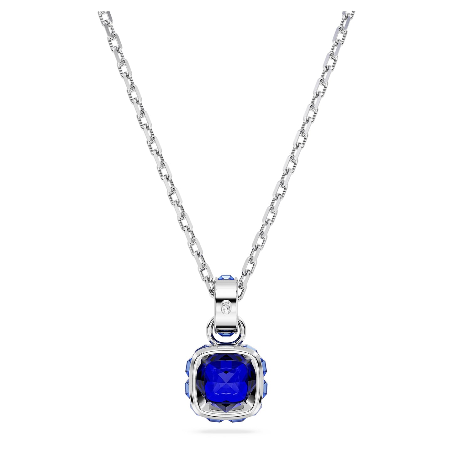 Collana Swarovski Birthstone Pendente Taglio squadrato, Settembre, Blu, Placcato rodio