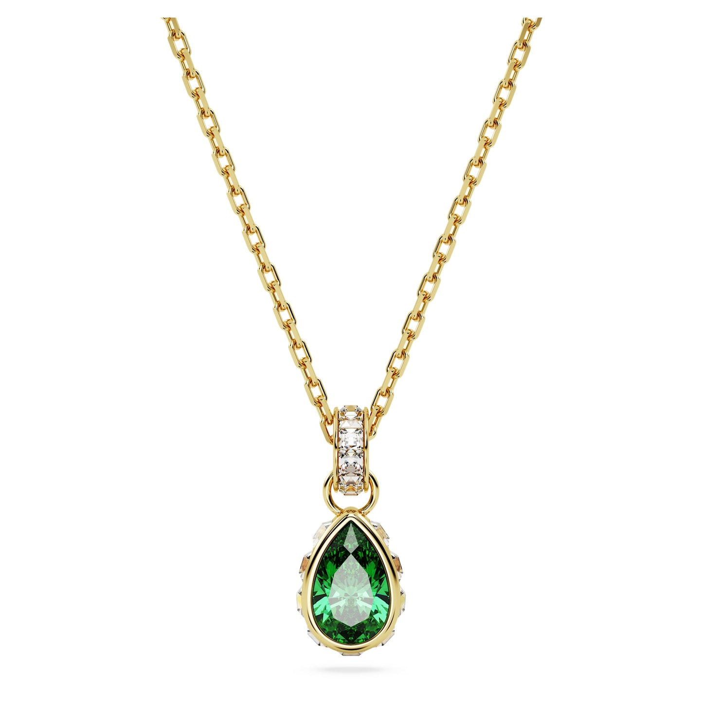 Collana Swarovski Chroma Pendente Taglio Pear, Verde, Placcato color oro