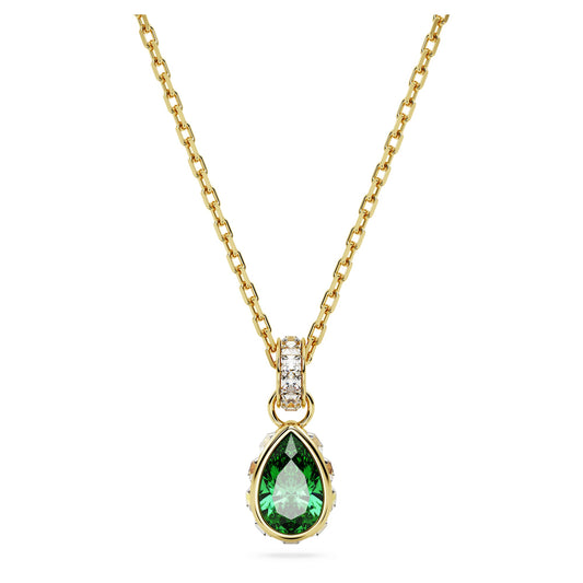 Collana Swarovski Chroma Pendente Taglio Pear, Verde, Placcato color oro