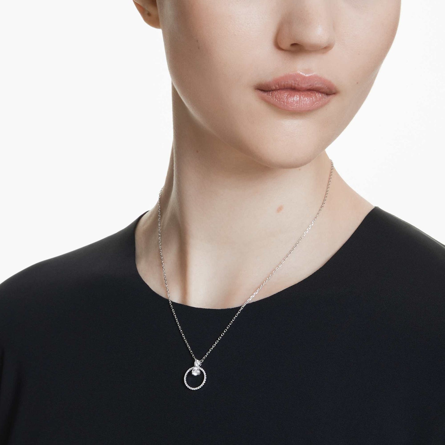 Collana Swarovski Pendente Constella Pavé, Taglio Round, Bianco, Placcato rodio