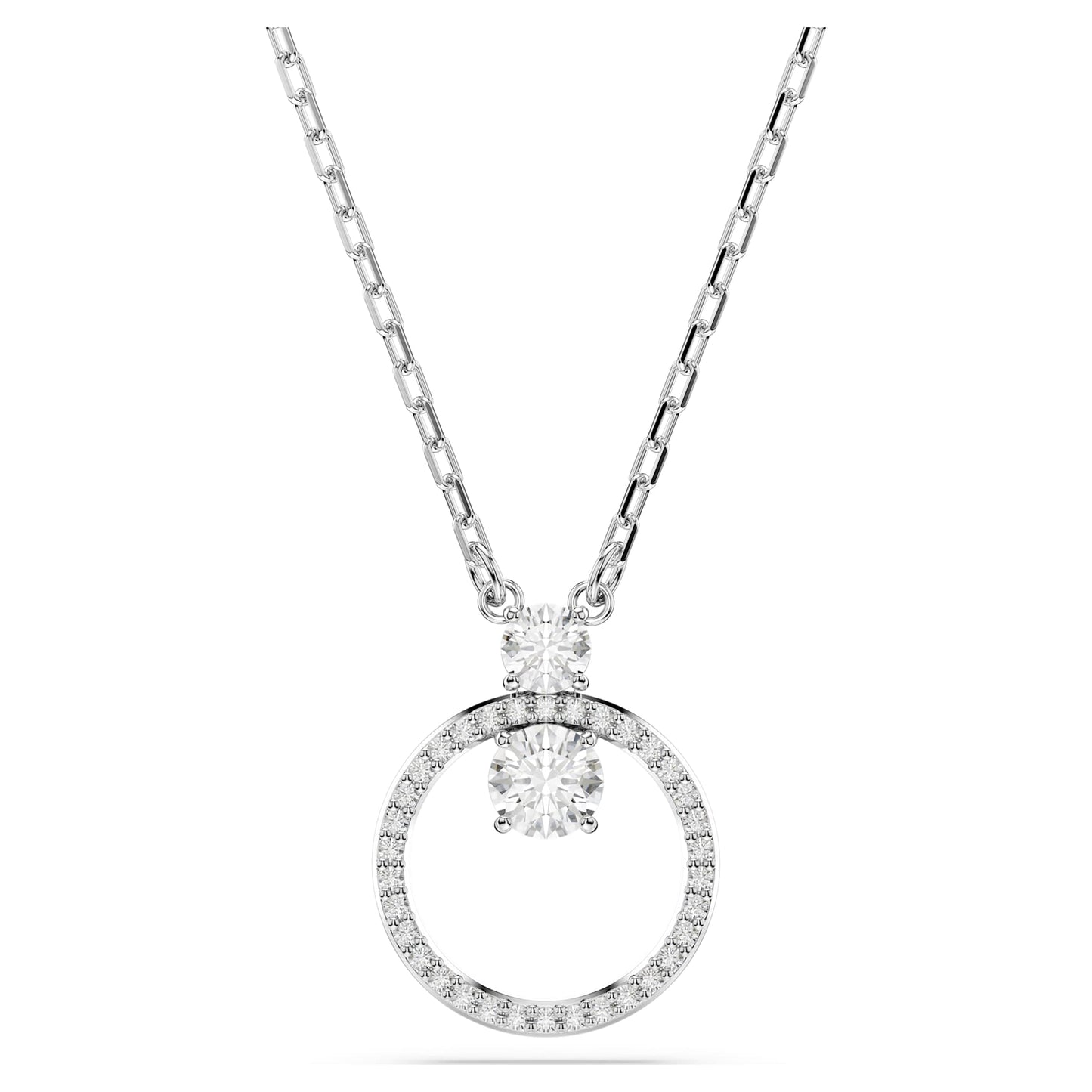 Collana Swarovski Pendente Constella Pavé, Taglio Round, Bianco, Placcato rodio