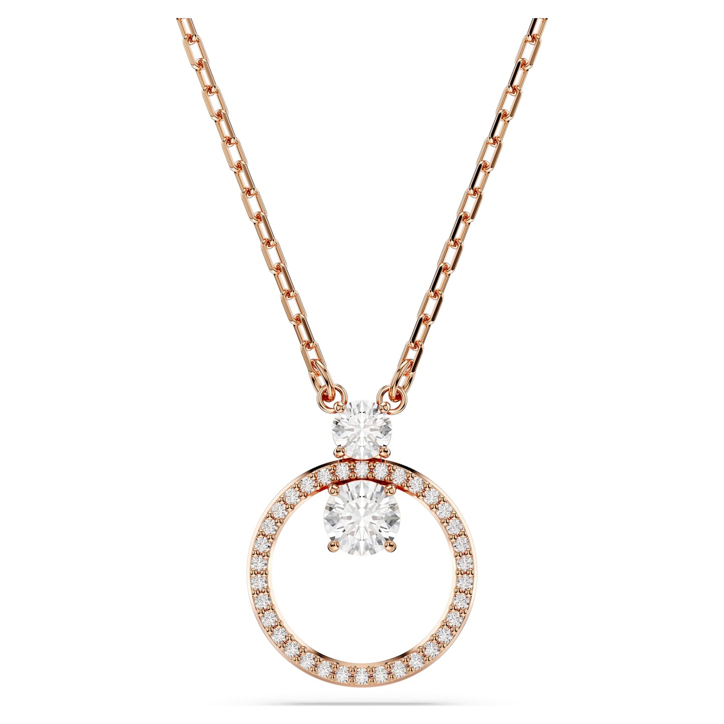 Collana Swarovski Constella Pendente Taglio Round, Bianco, Placcato color oro rosa