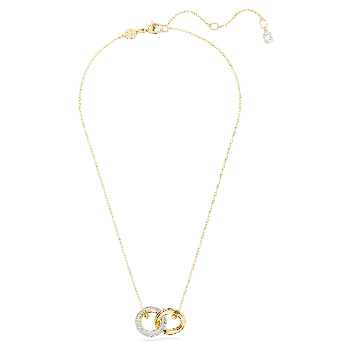 Collana Swarovski Pendente Dextera Anello concatenato, Bianco, Placcato color oro