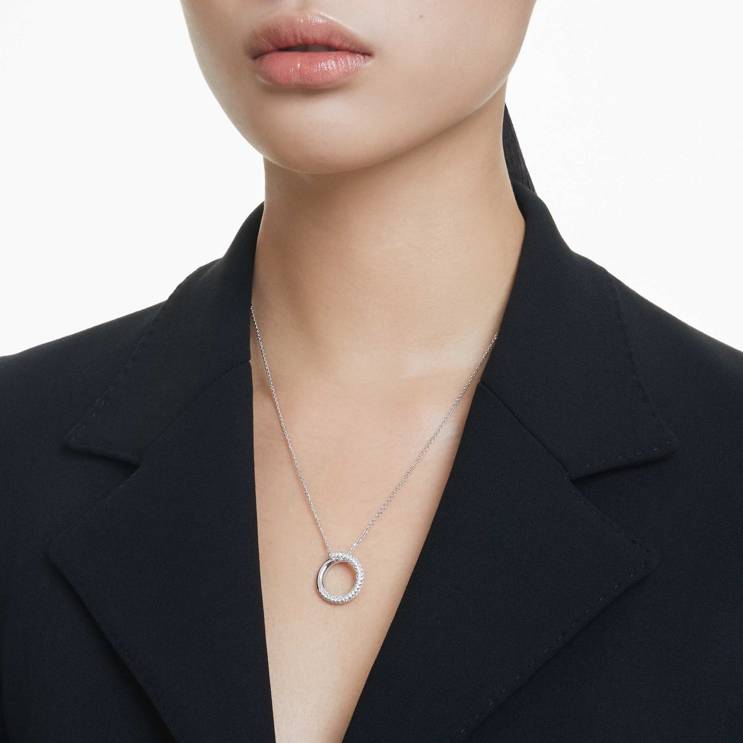 Collana Swarovski Pendente Dextera Pavé, Bianco, Placcato rodio