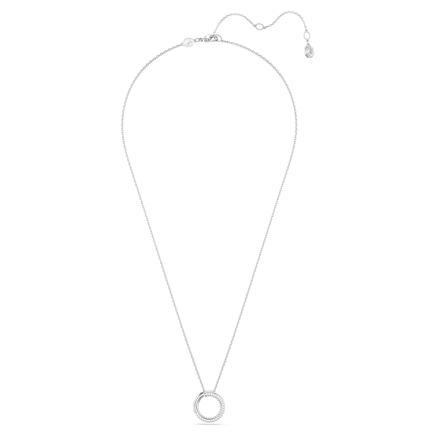 Collana Swarovski Pendente Dextera Pavé, Bianco, Placcato rodio