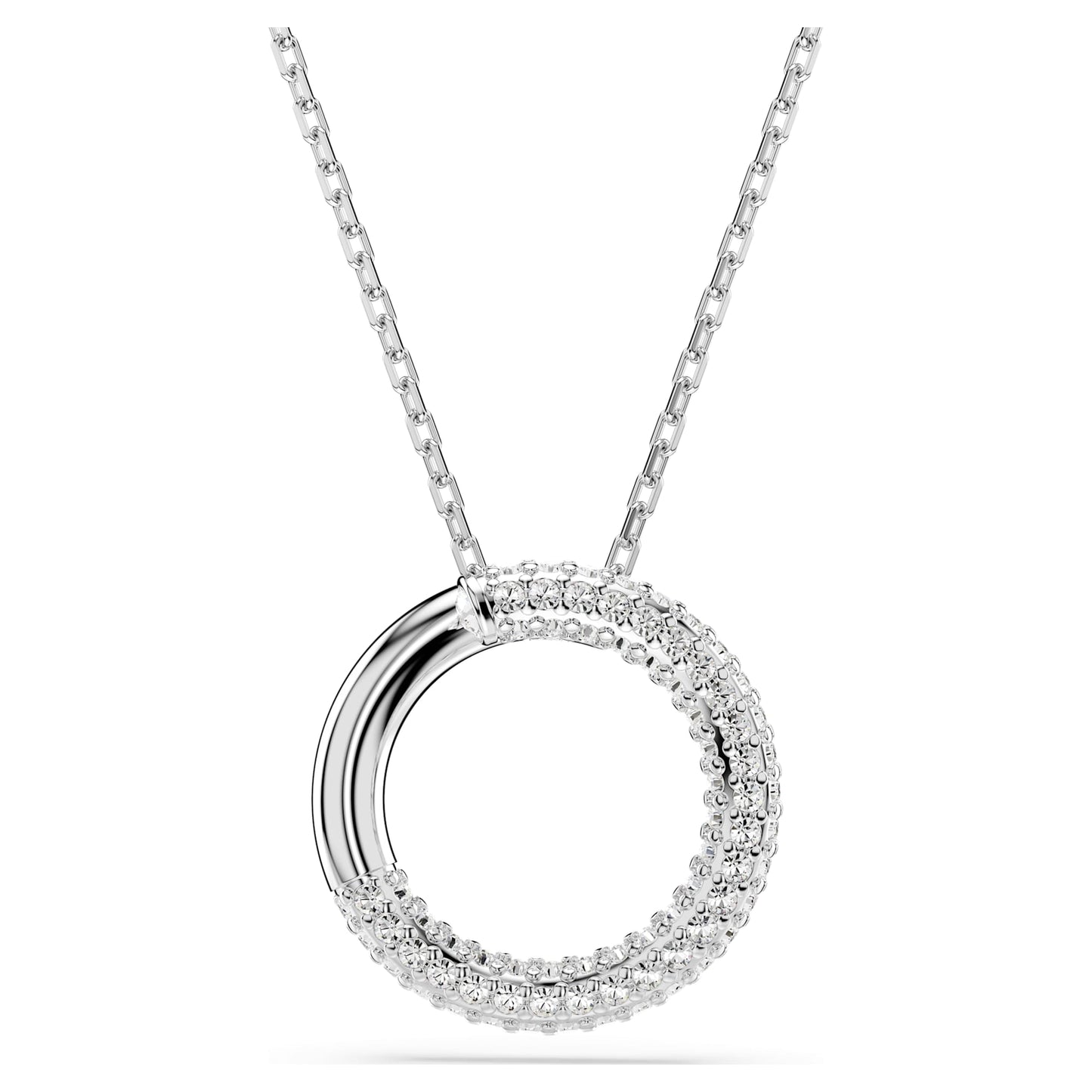 Collana Swarovski Pendente Dextera Pavé, Bianco, Placcato rodio