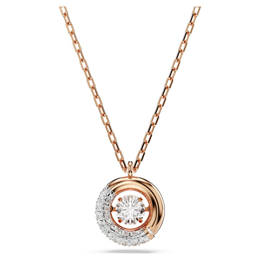 Collana Swarovski Dextera Pendente Taglio Round, Bianco, Placcato color oro rosa