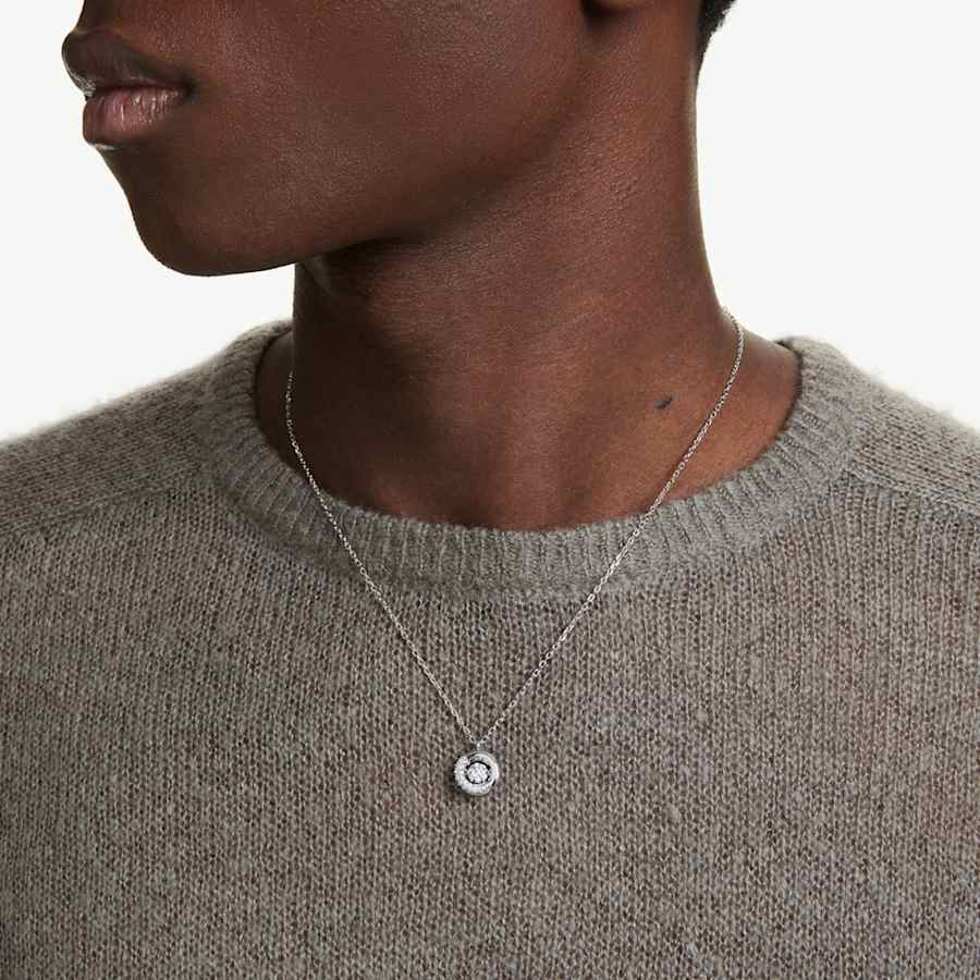 Collana Swarovski Dextera Pendente Taglio Round, Bianco, Placcato rodio