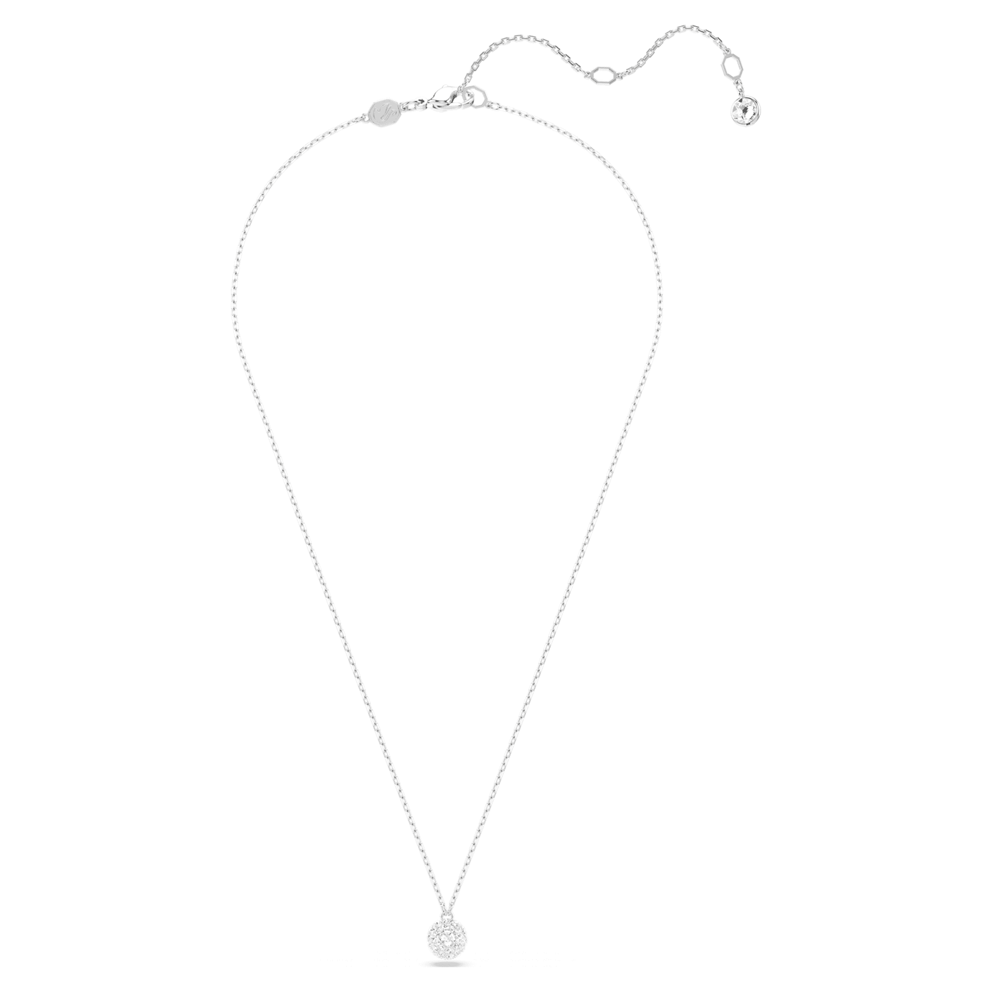 Collana Swarovski Pendente Dextera Taglio Round, Sfera, Bianco, Placcato rodio